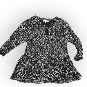 Rose & Olive Top Womens Large Sheer Layered Babydoll Blouse Black Whimsygoth